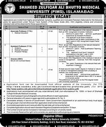 Job Positions at Zulfiqar Ali Bhutto Medical University